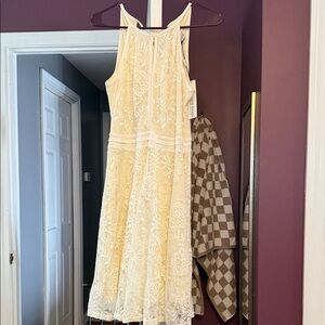 Sleeveless Lace A-Line Dress in Cream